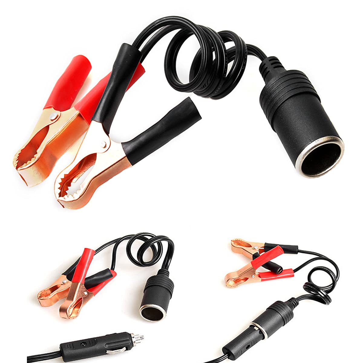 Verilux 1FT 12V 24V Female Car Cigarette Lighter Socket to Battery Alligator Crocodile Clips Connector, Car Battery Clamp-on Extension Charge Cable Verilux 1FT 12V 24V Female Car Cigarette Lighter Socket to Battery Alligator Crocodile Clips Connector, Car Battery Clamp-on Extension Charge Cable